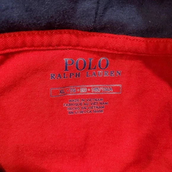 Polo Ralph Lauren Hoodie XL Red Blue 1967 Spell Out Hooded Lightweight - Picture 4 of 7